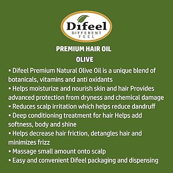 difeel Difeel Premium Natural Hair Oil Olive Oil For Extra Dry Hair Rejuvenates Hair Leaves Hair Softer Manageable Moisturizes Hair Provides Protection From Dryness 70 g - Image 2