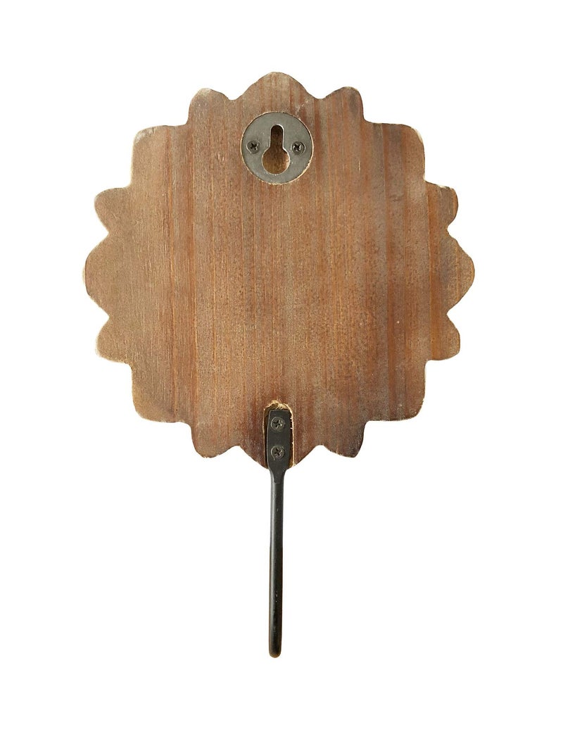 dwellington Decorative Boho Flower Towel Hooks, White Distressed Wood Hanging Hooks, Farmhouse Boho Coat Rack Hooks for Hanging Things, Towels, Purse - Image 2