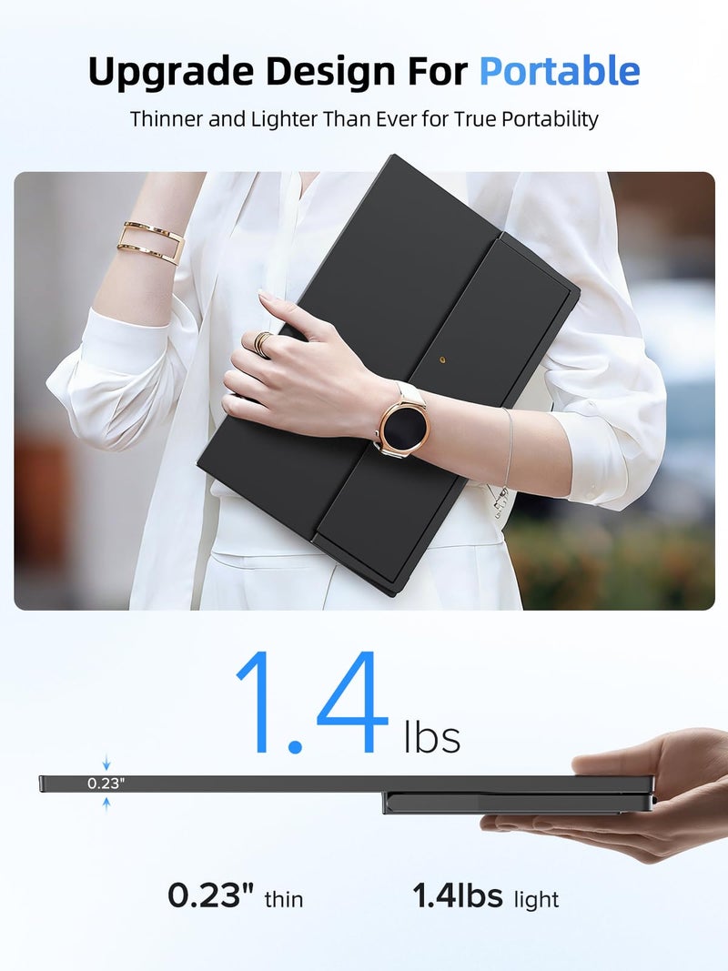 UPERFECT 15.6" Touchscreen Portable Monitor | 1080P IPS Matte Screen, Ultra-Thin Travel Monitor with Adjustable Stand | HDMI USB-C External Display for Laptop, Phone, Mini Host, Game Console - Image 4