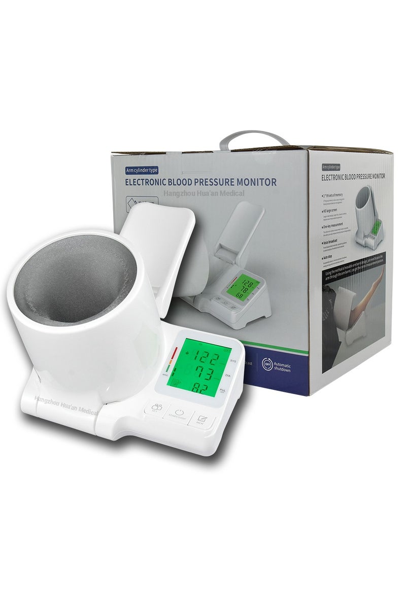 BlueFire Large Backlit Screen Automatic Upper Arm Blood Pressure Monitor – Professional Home BP Machine with Voice Broadcast, 2-User Mode, 99 Memory Storage, Fast 5s Reading, No-Tie Cuff & Mobile Boom Design (White) - Image 1