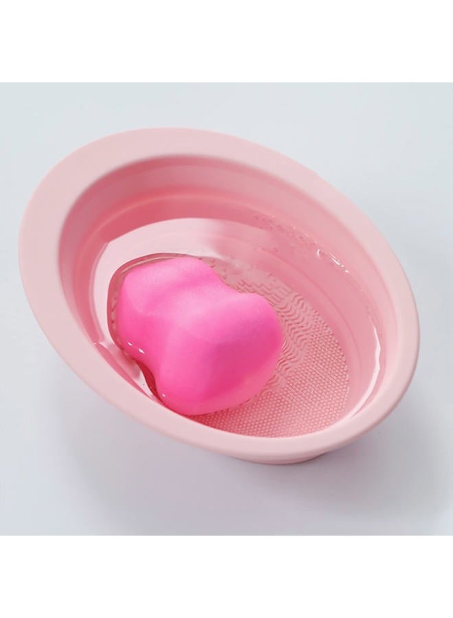 Woosh Makeup Brush Cleaning bowl, Silicone Makeup Brush Cleaning Mat, Cosmetic Brush Cleaner, Foldable Brush Cleaning Pad, Suitable for Makeup Brush, Makeup Sponge, Powder Puff 2 Pack (Green&Pink) - Image 5