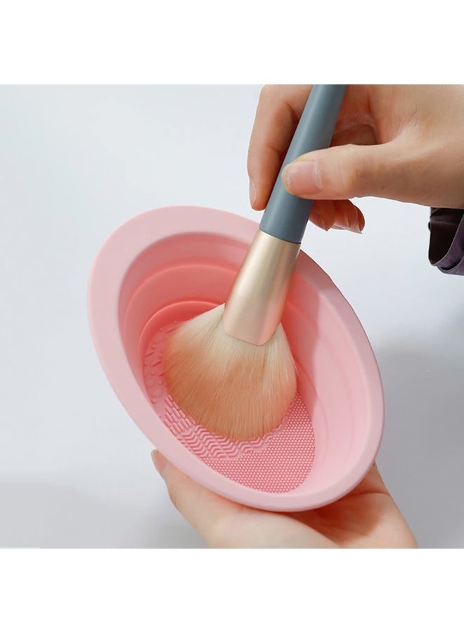 Woosh Makeup Brush Cleaning bowl, Silicone Makeup Brush Cleaning Mat, Cosmetic Brush Cleaner, Foldable Brush Cleaning Pad, Suitable for Makeup Brush, Makeup Sponge, Powder Puff 2 Pack (Green&Pink) - Image 4