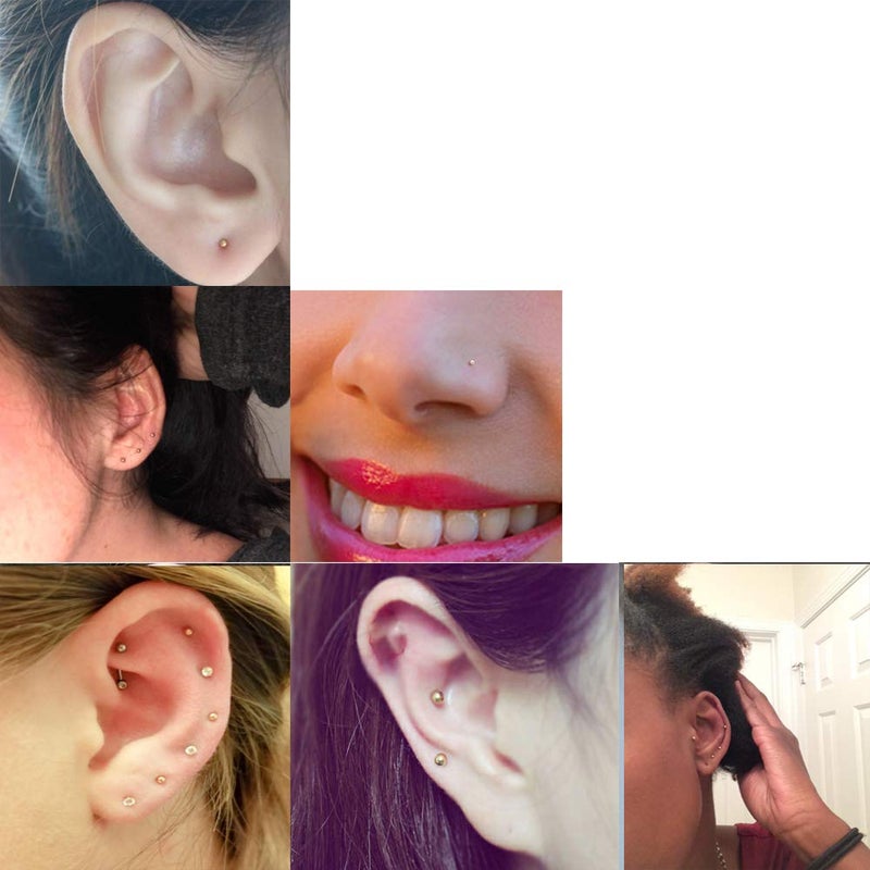 showself 12Pcs 1MM Minimal Ball Stud Earrings, 20G Hypoallergenic Surgical Steel Small Silver Cartilage Helix Piercing Jewelry, Micro Stacked Stud Earring, Tiny Dot Post Earrings Set for Multiple Hole Piercing - Image 5