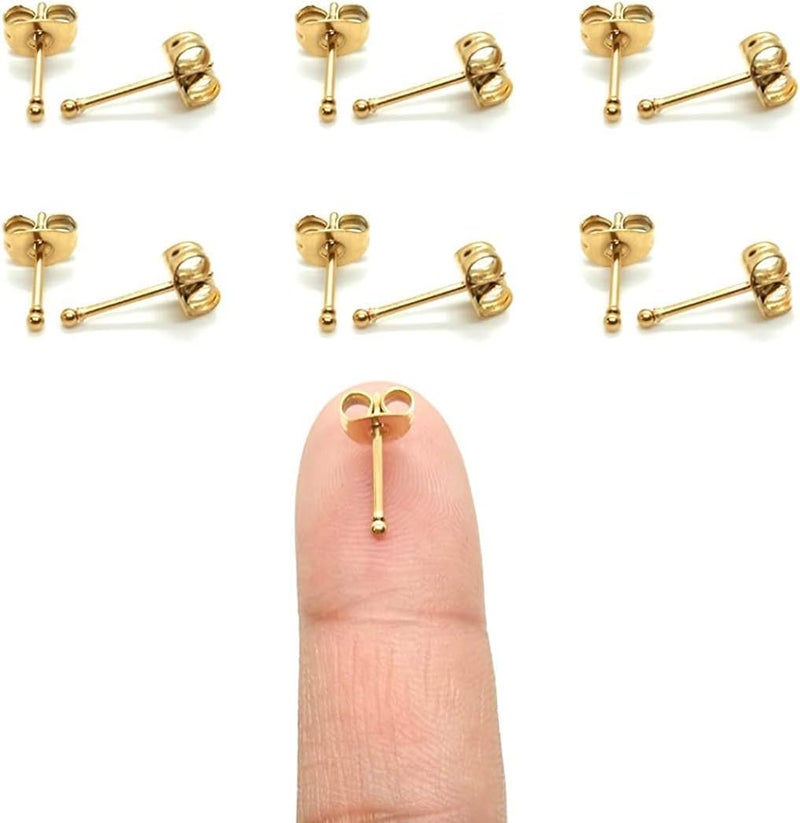showself 12Pcs 1MM Minimal Ball Stud Earrings, 20G Hypoallergenic Surgical Steel Small Silver Cartilage Helix Piercing Jewelry, Micro Stacked Stud Earring, Tiny Dot Post Earrings Set for Multiple Hole Piercing - Image 1