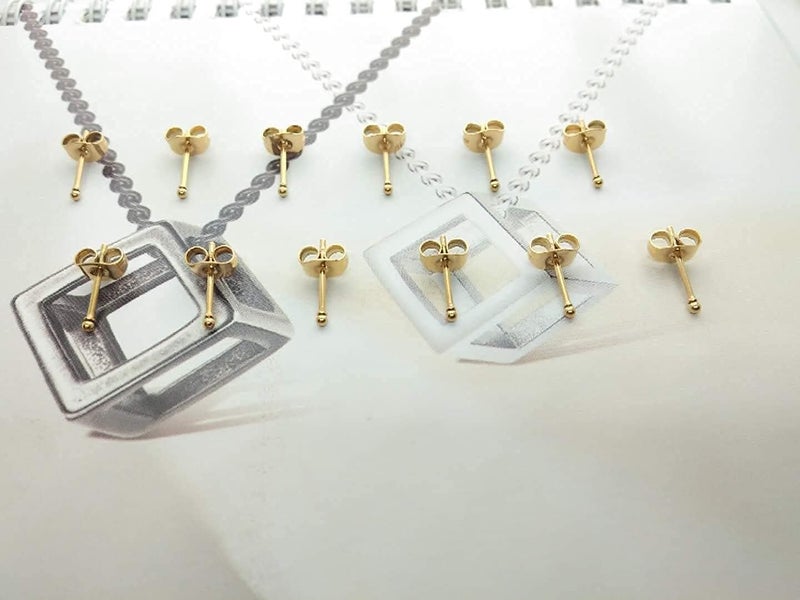 showself 12Pcs 1MM Minimal Ball Stud Earrings, 20G Hypoallergenic Surgical Steel Small Silver Cartilage Helix Piercing Jewelry, Micro Stacked Stud Earring, Tiny Dot Post Earrings Set for Multiple Hole Piercing - Image 2