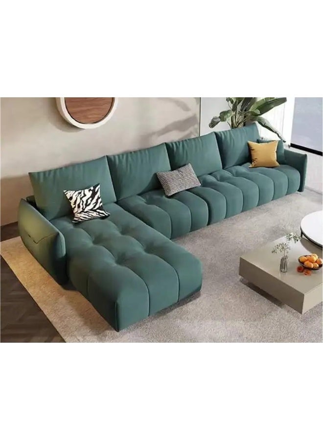 Comfynest Modern L-Shaped Faux Leather Italian Sofa - Ultimate Comfort for Your Living Room (Teal, Right Bed)  - Image 1