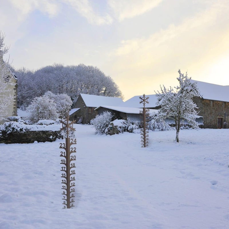 comfrt Snowflake Snow Gauge Outdoor, Snowflake Snow Gauge Measuring Gauge, Metal Snow Gauge Yard Stake For Yard, Christmas Rain Gauge Outdoor Decoration Gift, Brown - Image 5