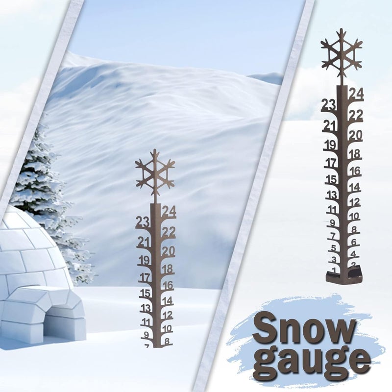 comfrt Snowflake Snow Gauge Outdoor, Snowflake Snow Gauge Measuring Gauge, Metal Snow Gauge Yard Stake For Yard, Christmas Rain Gauge Outdoor Decoration Gift, Brown - Image 2