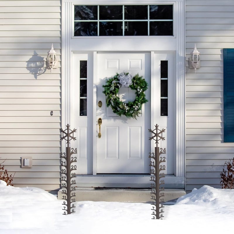 comfrt Snowflake Snow Gauge Outdoor, Snowflake Snow Gauge Measuring Gauge, Metal Snow Gauge Yard Stake For Yard, Christmas Rain Gauge Outdoor Decoration Gift, Brown - Image 4