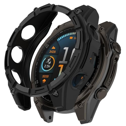 Disscool Case Cover Compatible with Garmin Fenix 8 47mm Smartwatch Soft Anti Drop TPU Replacement Protective Cases Shell Smart Watch Accessories(Black) - Image 1