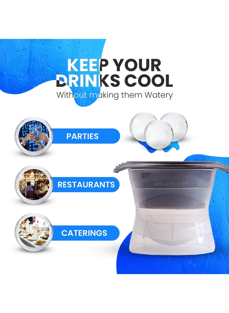 سانموجيد قالب كرات ثلج كبيرة مستديرة، طقم من 4 قوالب كرات ثلج، قالب كرات ثلج مستديرة كبيرة، 5 سم/2 بوصة - Image 2