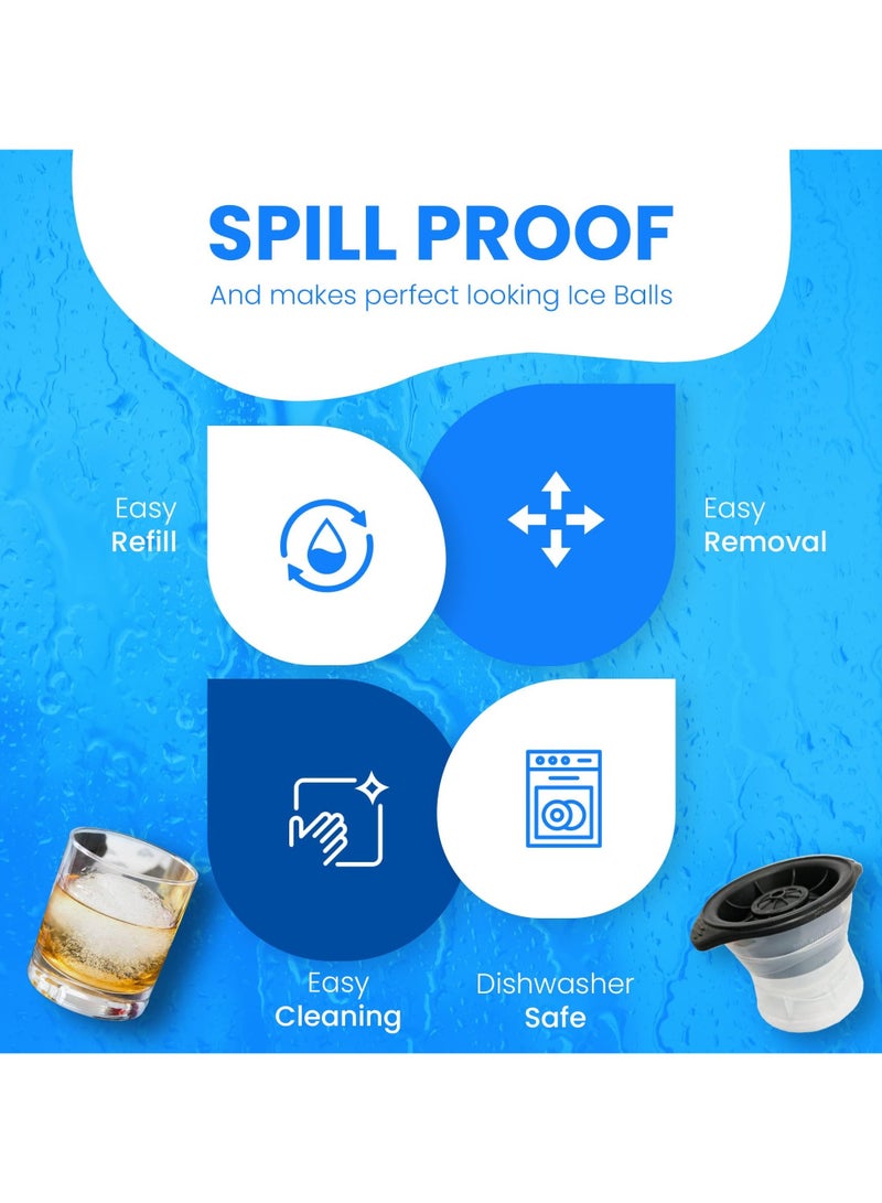 سانموجيد قالب كرات ثلج كبيرة مستديرة، طقم من 4 قوالب كرات ثلج، قالب كرات ثلج مستديرة كبيرة، 5 سم/2 بوصة - Image 4