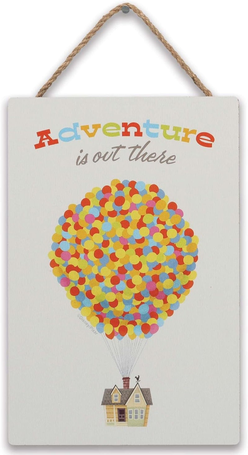 Disney ARS Disney Pixar Up House and Balloons Adventure is Out There Hanging Wood Wall Decor - Fun Up Sign for Home Decorating - Image 1