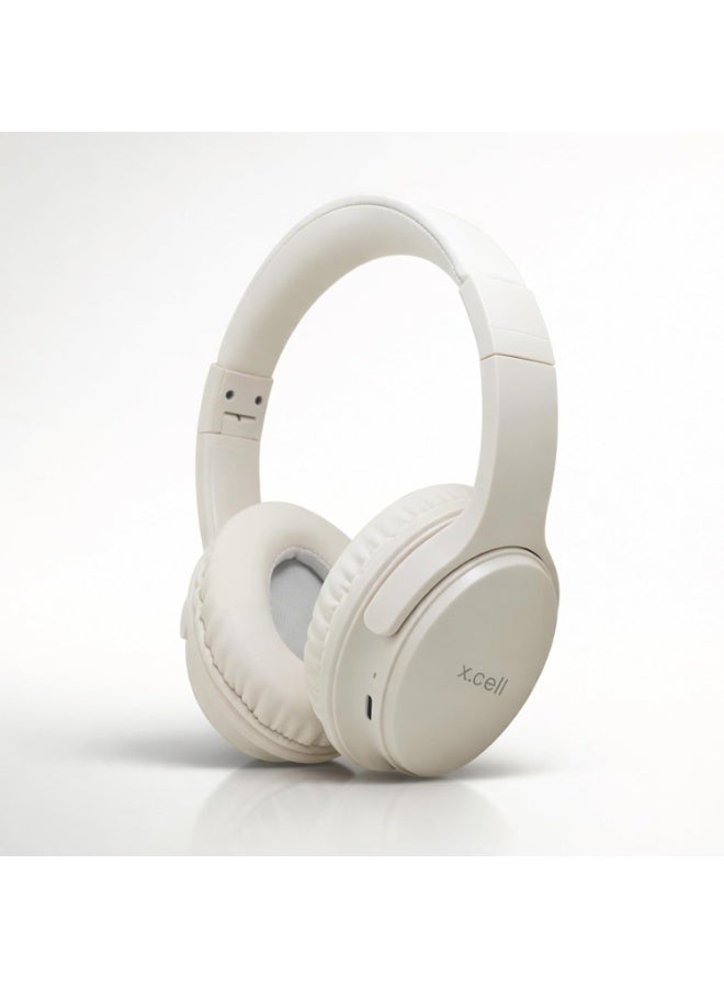 Xcell HS315-ANC Active Noise Cancelling Wireless Headphones | 20 Hours Playback | 40mm Dynamic Drivers | Foldable Design | Type-C Charging | Hands-Free Calling | 200 Hours Standby- Beige - Image 1