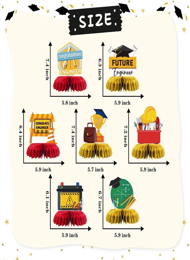 INNORU Congrats Engineer Graduation Table Honeycomb Centerpieces, System Sesigner Party Table Toppers Engineer Degree Graduation Decoration Supplies Engineering Table Centerpieces 7 PCS - Image 2