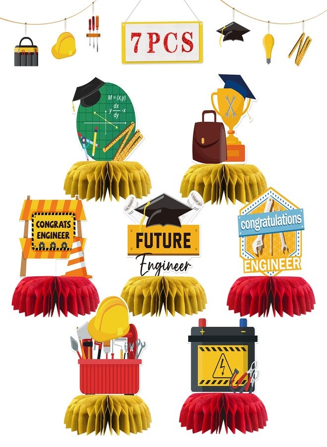 INNORU Congrats Engineer Graduation Table Honeycomb Centerpieces, System Sesigner Party Table Toppers Engineer Degree Graduation Decoration Supplies Engineering Table Centerpieces 7 PCS - Image 1