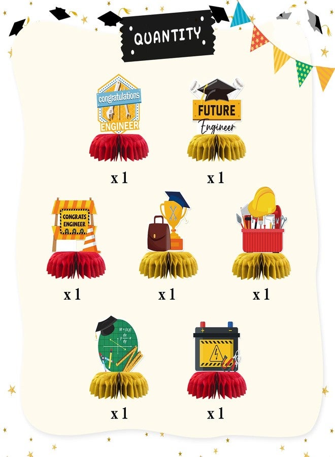 INNORU Congrats Engineer Graduation Table Honeycomb Centerpieces, System Sesigner Party Table Toppers Engineer Degree Graduation Decoration Supplies Engineering Table Centerpieces 7 PCS - Image 3