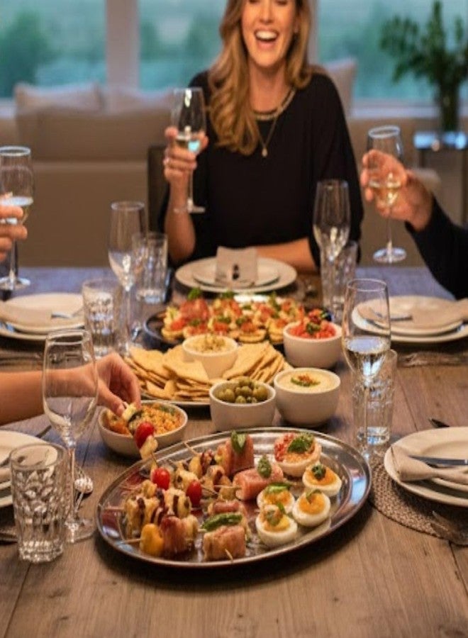Soro Essentials- 18" x 12" Stainless Steel Oval Serving Platter 7mm Thickness Set of 2- Heavy Weight Serving Tray Party Food Display Tray Ideal for Serving Appetizer Charcuterie Food Snack Dessert - Image 2