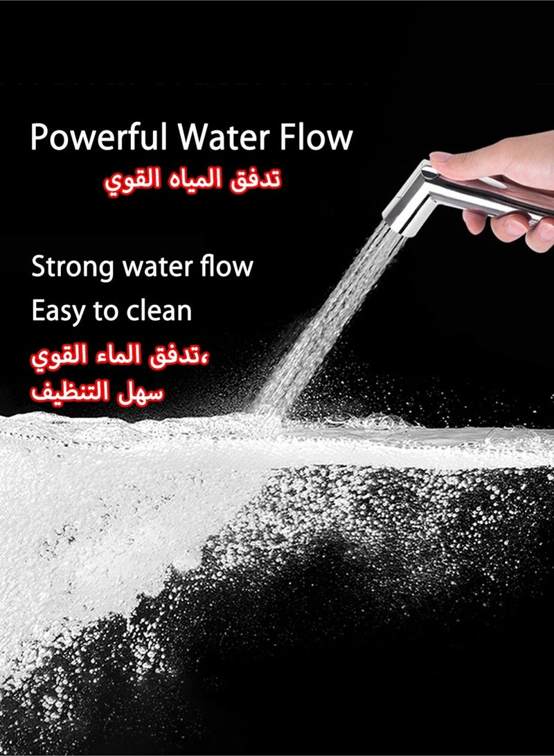 يبتسم مجموعة رشاش بيديه Weixiaoba لشطاف المرحاض، رأس دش المرحاض بتدفق مياه قابل للتعديل، بخاخ ABS كروم، خرطوم مرن للنظافة الشخصية للحوامل وتنظيف حفاضات القماش للأطفال والحيوانات الأليفة - Image 2