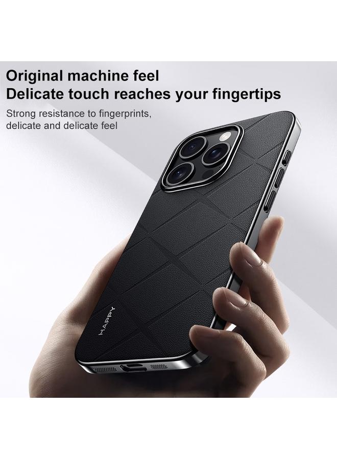 S-TOP Case For iPhone 16 Pro Max Plain Leather PC Phone Case - Image 4