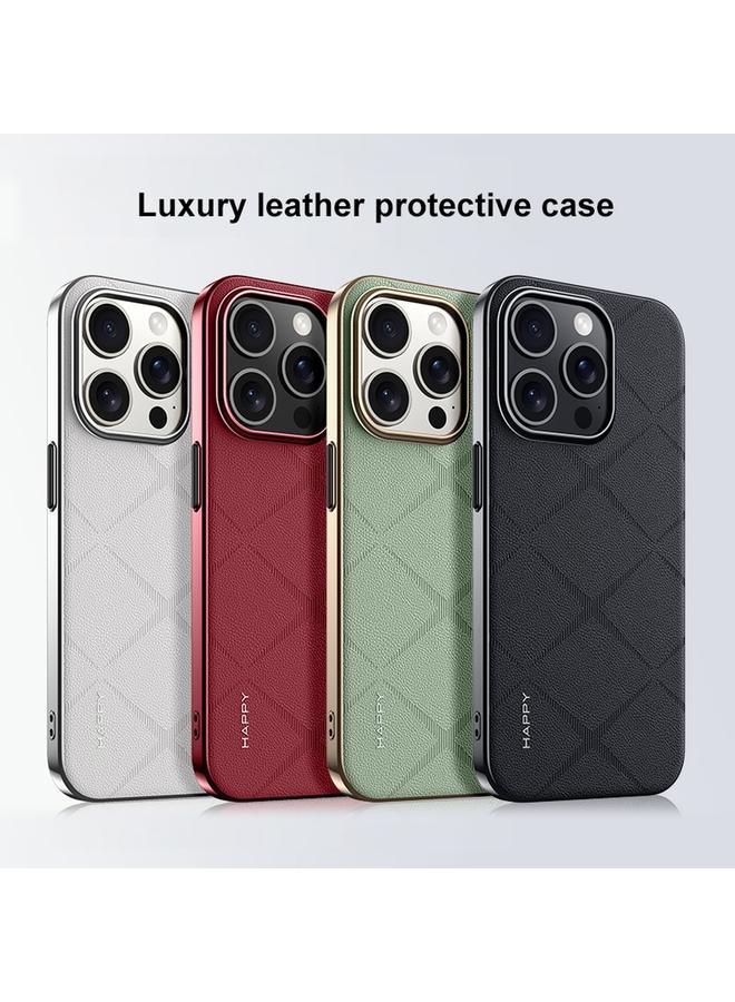 S-TOP Case For iPhone 16 Pro Max Plain Leather PC Phone Case - Image 2