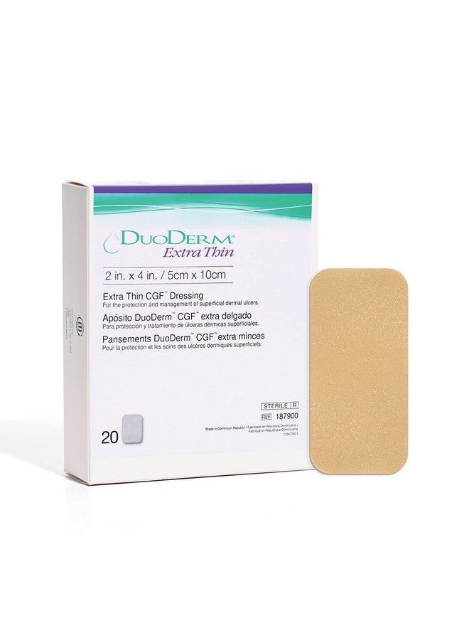 convatec ConvaTec DuoDERM Extra Thin Control Gel Formula 2"x4" Hydrocolloid Sterile Adhesive Dressing for Superficial Wounds, Low Friction, Flexibile, Latex-Free, Waterproof, Rectangle, Beige, 20ct Box  - Image 1