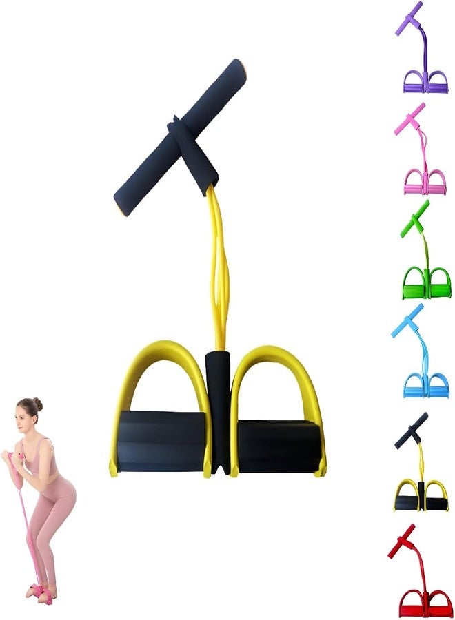 CLICKSY 4-Tube Elastic Yoga Pedal Puller Resistance Band, Fitness Tension Rope with Wider Pedal, Pull Reducer Training Bands, Leg Exercise Equipment, Stretching Band for Abdomen/Waist/Leg [ Multicolour ] - Image 1