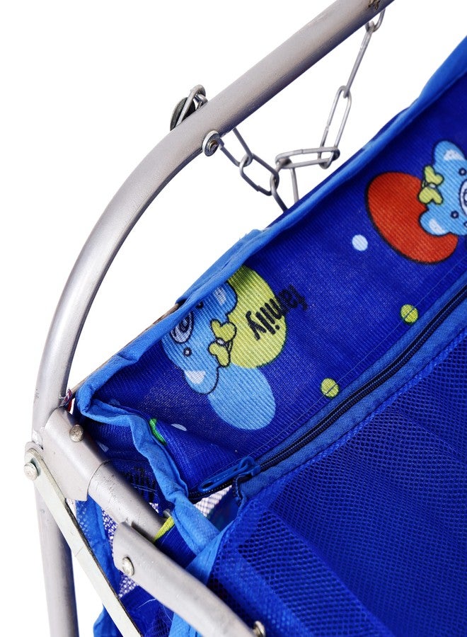 Dharmsaar Premium Blue New Born Baby Cradle with Swing & Mosquito Net, Wheels Safety Belt with Lock, Polypropylene & Mild Steel, Cradle with Wheel - Image 5