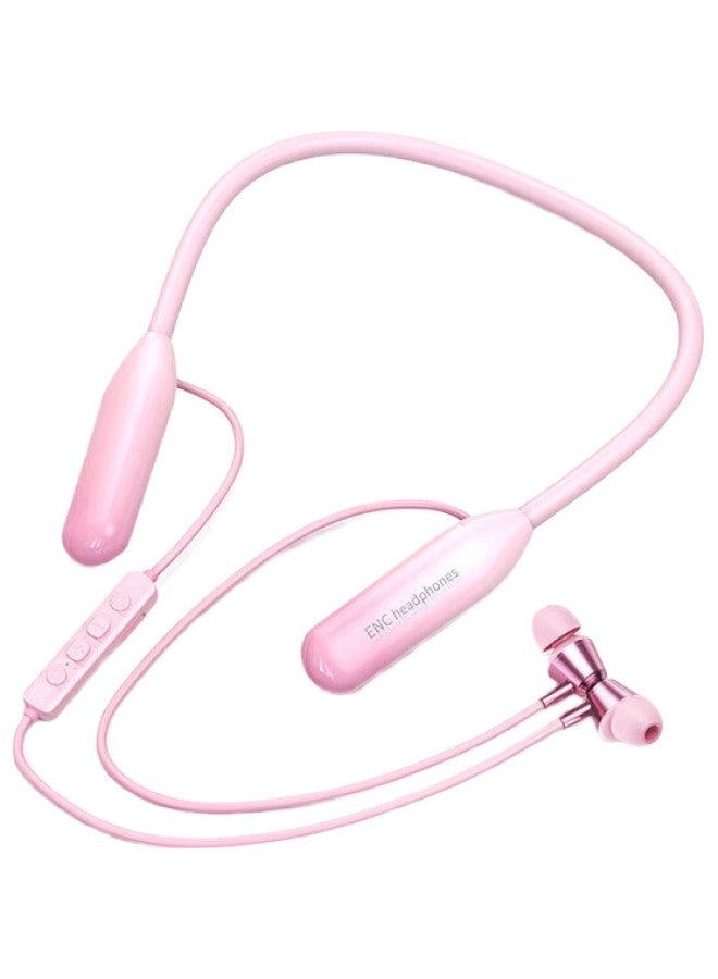 Orange [Large Battery] Bluetooth Earphones Neck Hanging Noise Reduction High Definition Sound Quality Ultra-Long Endurance In-Ear Suitable For Apple Huawei Oppo Xiaomi Vivo Pink - Image 1