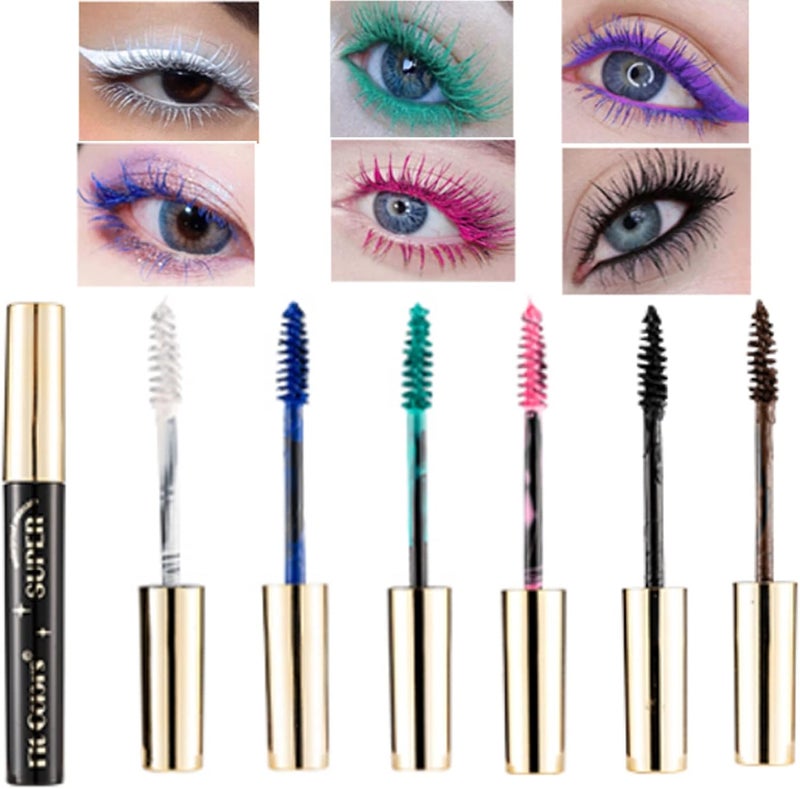 6 Colors Colorful Mascara Volumizing Longlasting Waterproof Vegan Fine Brush Natural Eye Makeup