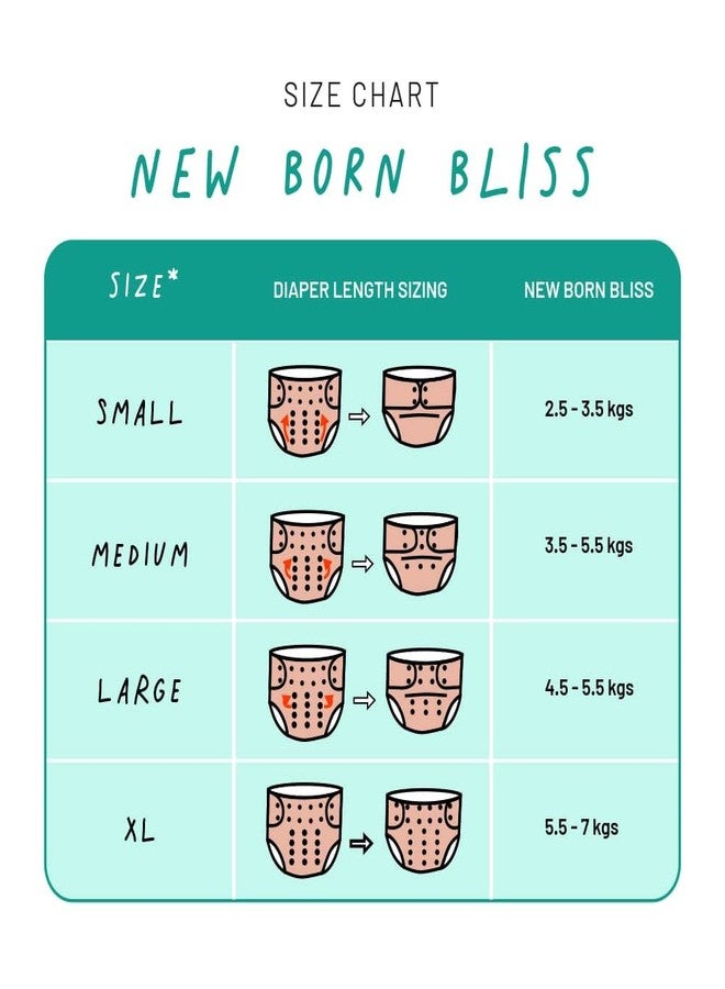 SNUGKINS Newborn Bliss Diapers for Newborn Babies (2.5-7kg) | Washable & Reusable | 1 Cloth Diaper, 1 Wet-Free Organic Cotton Prefold & 1 Booster Pad | Sakura - Image 5