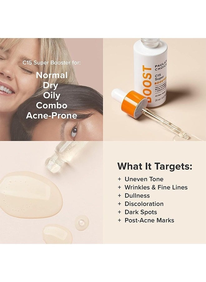 PAULA'S CHOICE Paula's Choice C15 Super Booster 20ml, 15% Vitamin C with Vitamin E+Ferulic Acid Suitable For All Skin Types, Brightens a Dull Complexion and Fades Brown Spots, Improves Appearance of Fine Lines  - Image 4