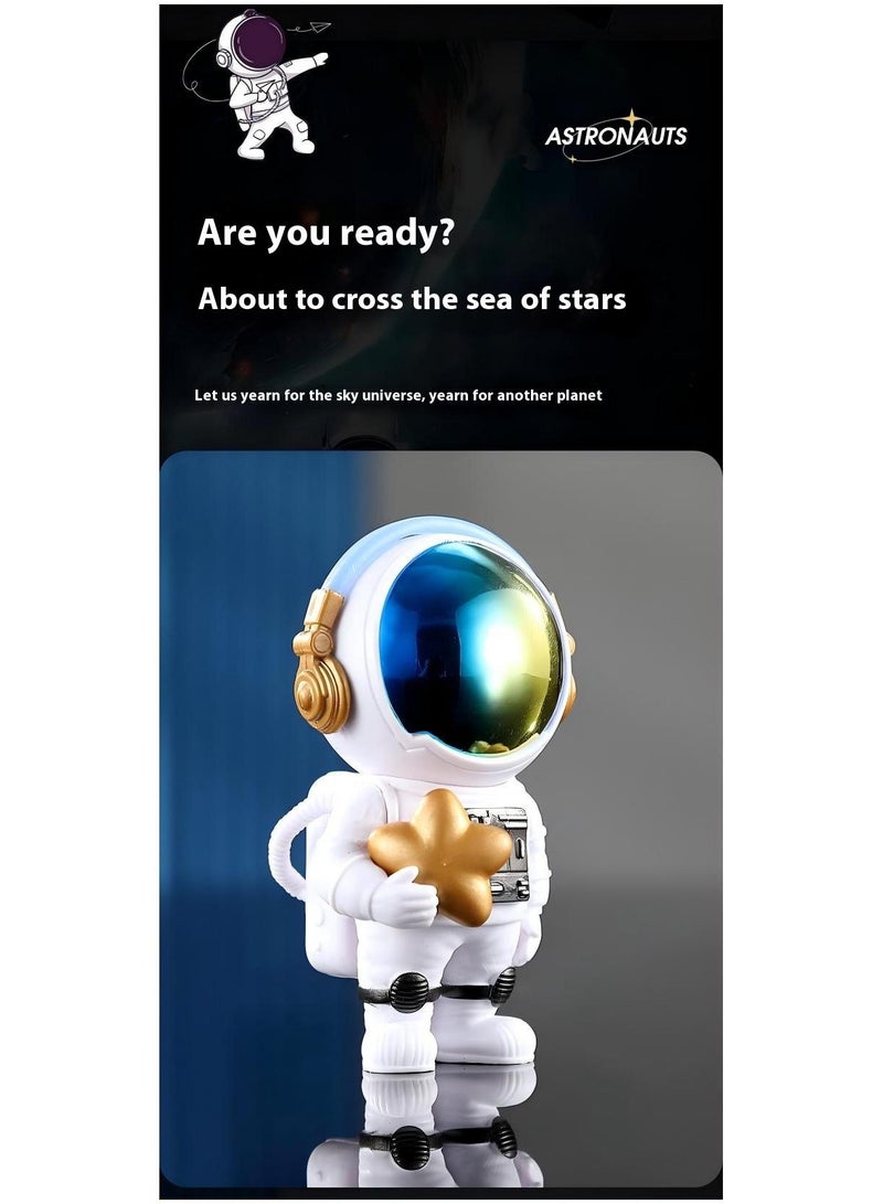 Bluejw 7-Piece Astronaut Figurine Statue Set Astronaut Figure Sculpture For Desktop And Tabletop Decor Resin Spaceman Planet Desk Ornament For Outer Space Themed Bedroom Decor Cake Toppers Decoration Model Set - Image 3