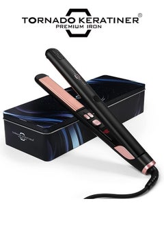 Tornado Keratiner 240℉ Portable Hair Straightening Ceramic Flat Iron Black With Rotatable Power Cord 1 Min Fastheat  - Image 1