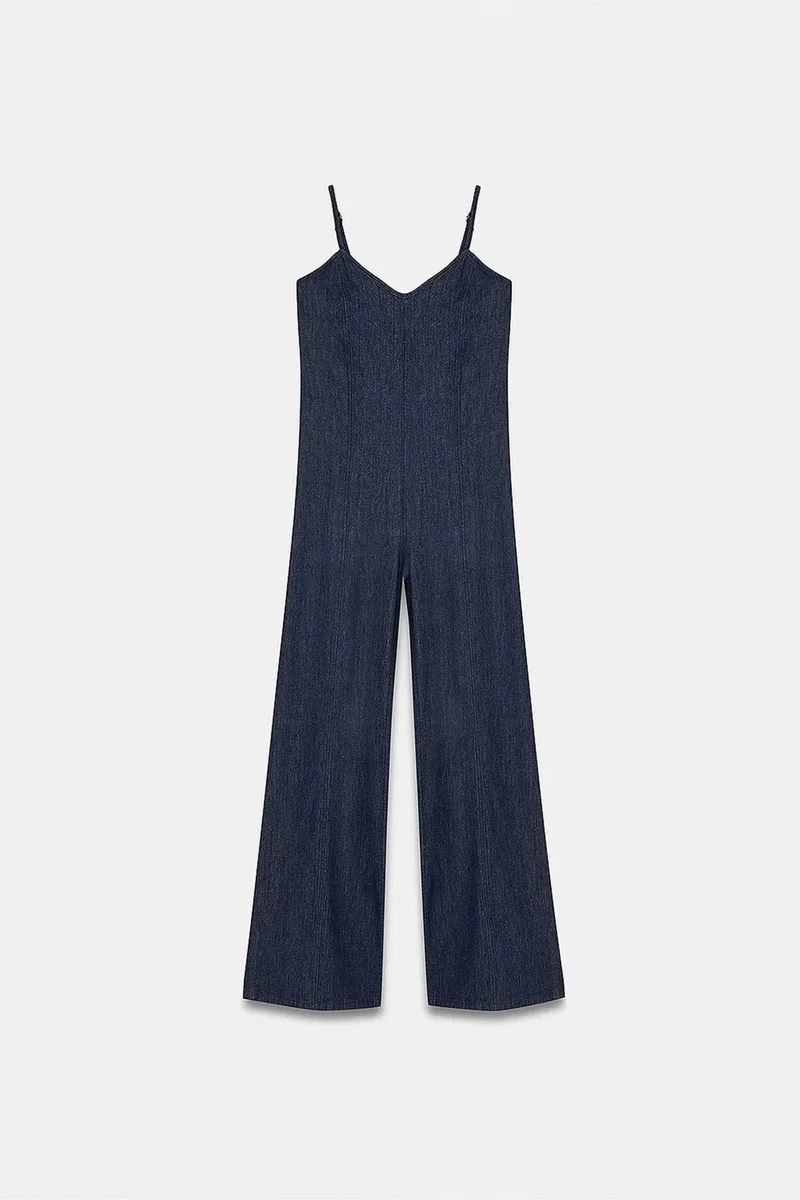 Dilvin Dark Blue Denim DILVIN Cotton Straight-Leg Jumpsuit for Women | Best Price UAE
