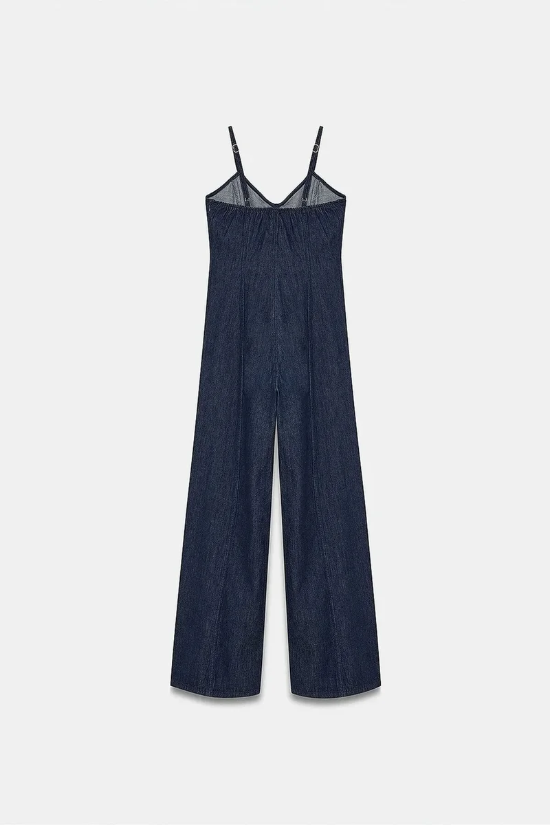 Dilvin Dark Blue Denim DILVIN Cotton Straight-Leg Jumpsuit for Women | Best Price UAE