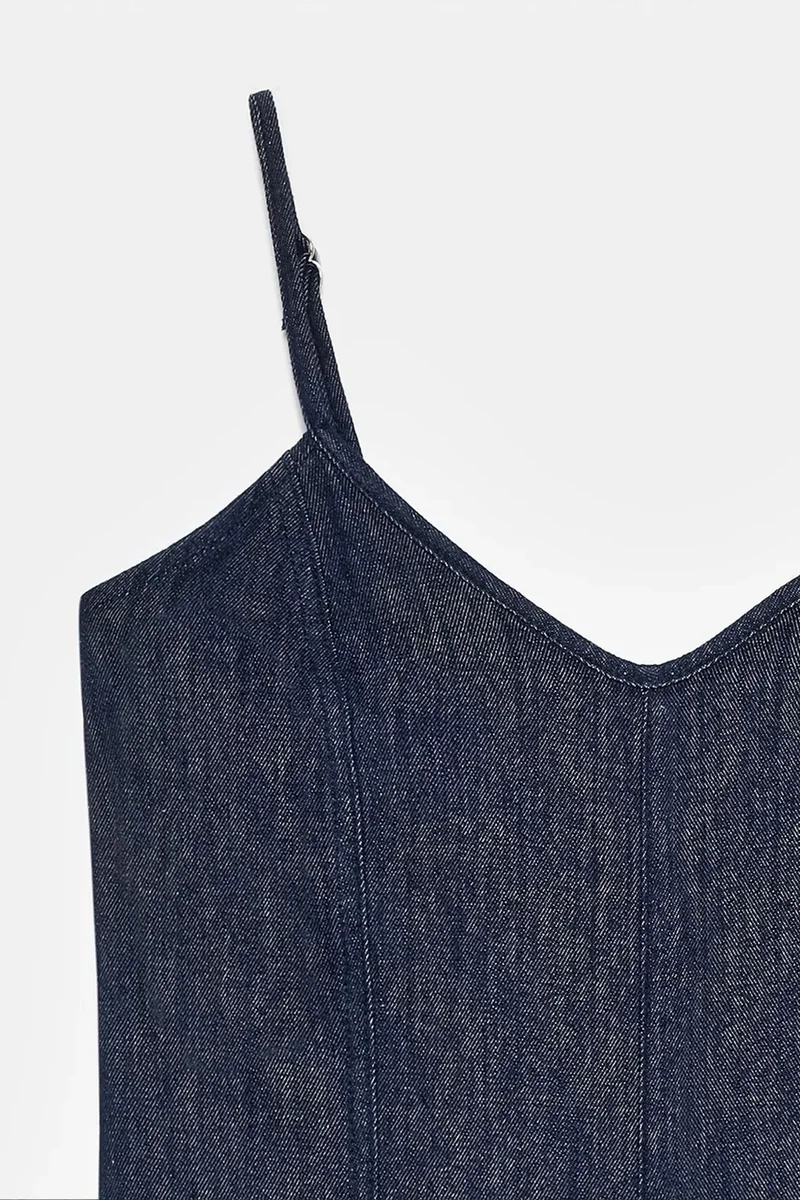 Dilvin Dark Blue Denim DILVIN Cotton Straight-Leg Jumpsuit for Women | Best Price UAE