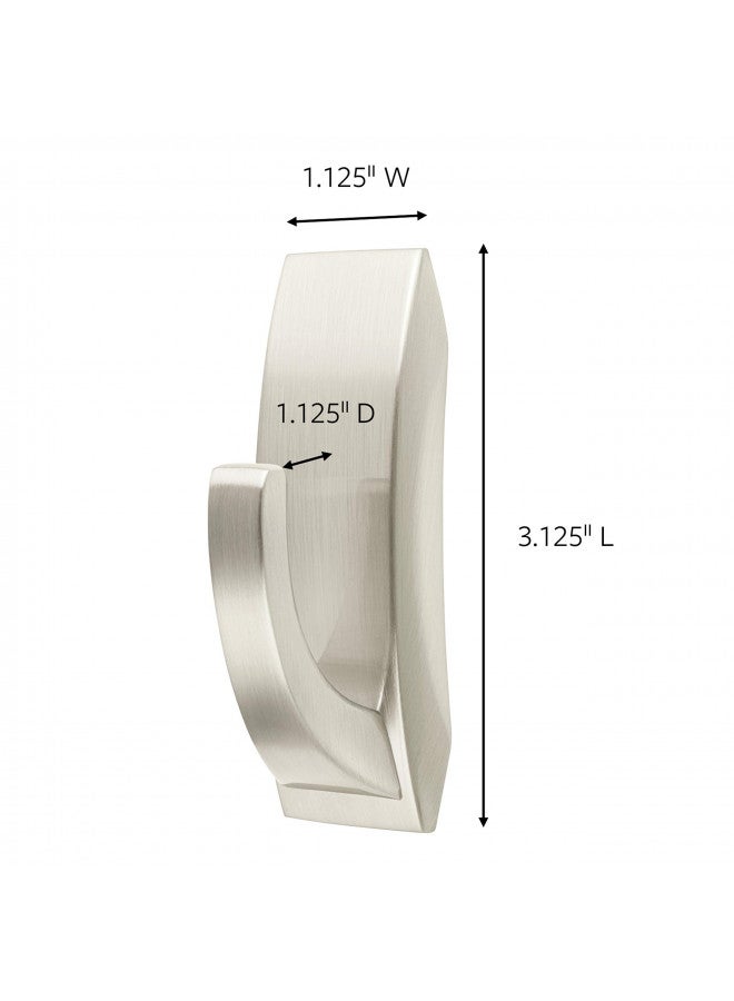Command Modern Reflections Metal Bath Hook, Medium, Satin Nickel, 1-Hook with Water-Resistant Strips (MR02-SN-BES), Organize your dorm - Image 2