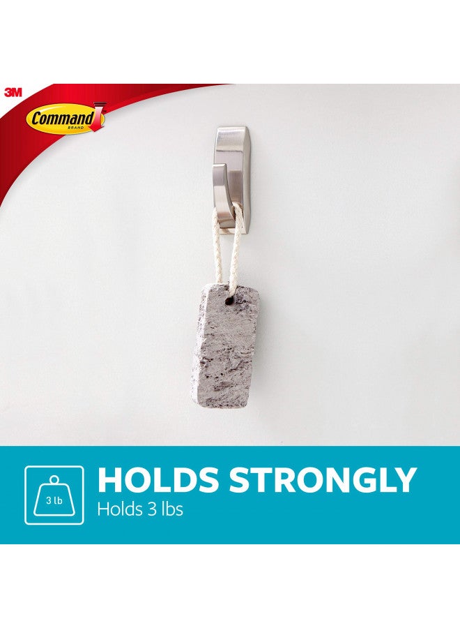 Command Modern Reflections Metal Bath Hook, Medium, Satin Nickel, 1-Hook with Water-Resistant Strips (MR02-SN-BES), Organize your dorm - Image 3