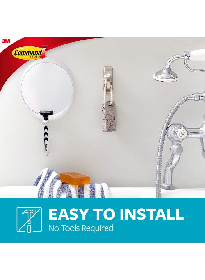 Command Modern Reflections Metal Bath Hook, Medium, Satin Nickel, 1-Hook with Water-Resistant Strips (MR02-SN-BES), Organize your dorm - Image 4