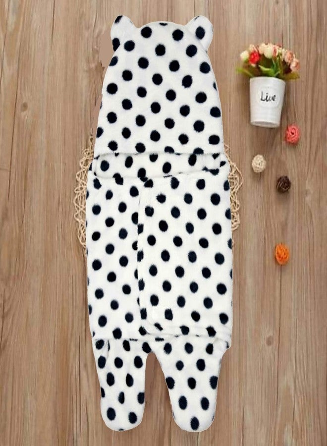 First Kick مجموعة بطانيات الأطفال حديثي الولادة من فيرست كيك، فائقة النعومة، قابلة للارتداء، مصنوعة من الصوف والبوليستر المتين، تُستخدم ككيس نوم للأطفال الرضع من الجنسين (76 سم × 70 سم، من 0 إلى 6 أشهر)، لون أسود منقط. - Image 1