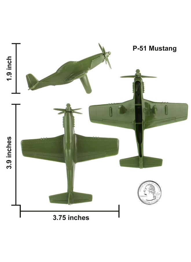 Tim Mee Toy TimMee WW2 Fighter Ace Planes - OD Green 9pc Plastic Army Men Airplanes USA Made  - Image 2