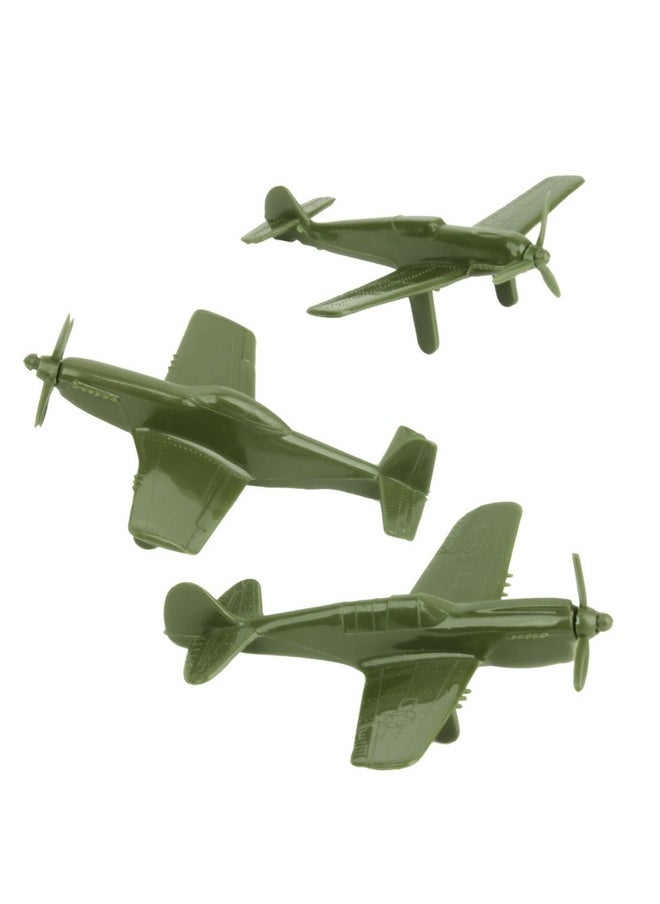 Tim Mee Toy TimMee WW2 Fighter Ace Planes - OD Green 9pc Plastic Army Men Airplanes USA Made  - Image 5