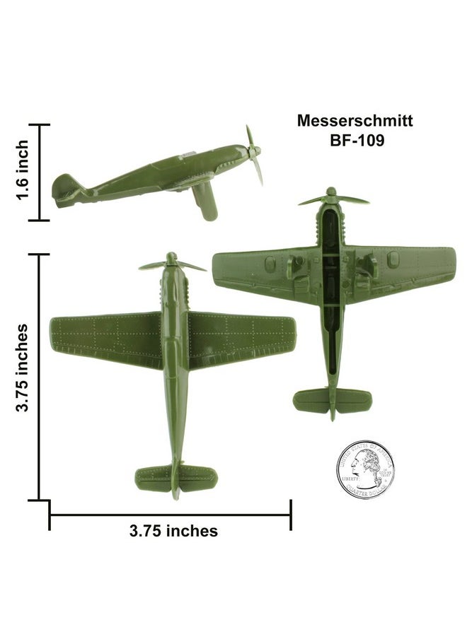 Tim Mee Toy TimMee WW2 Fighter Ace Planes - OD Green 9pc Plastic Army Men Airplanes USA Made  - Image 4
