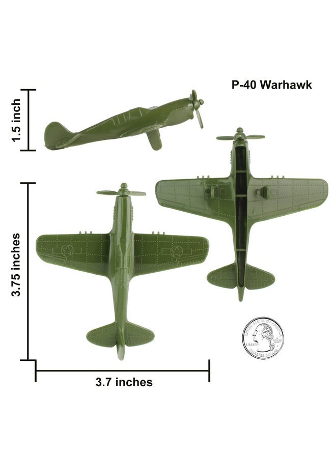 Tim Mee Toy TimMee WW2 Fighter Ace Planes - OD Green 9pc Plastic Army Men Airplanes USA Made  - Image 3