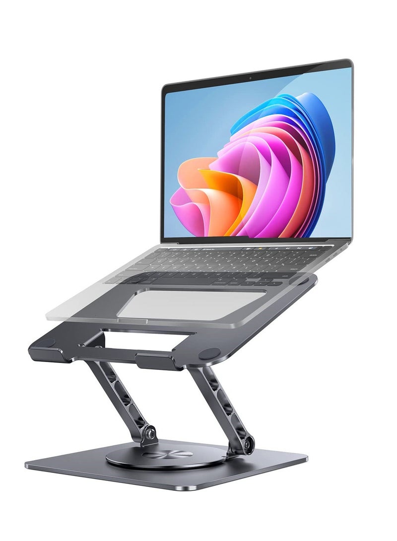 360 Rotating Laptop Stand with Base, Adjustable Height Computer for iPads, Laptops, and Tablets, Compatible All Grey - Image 1