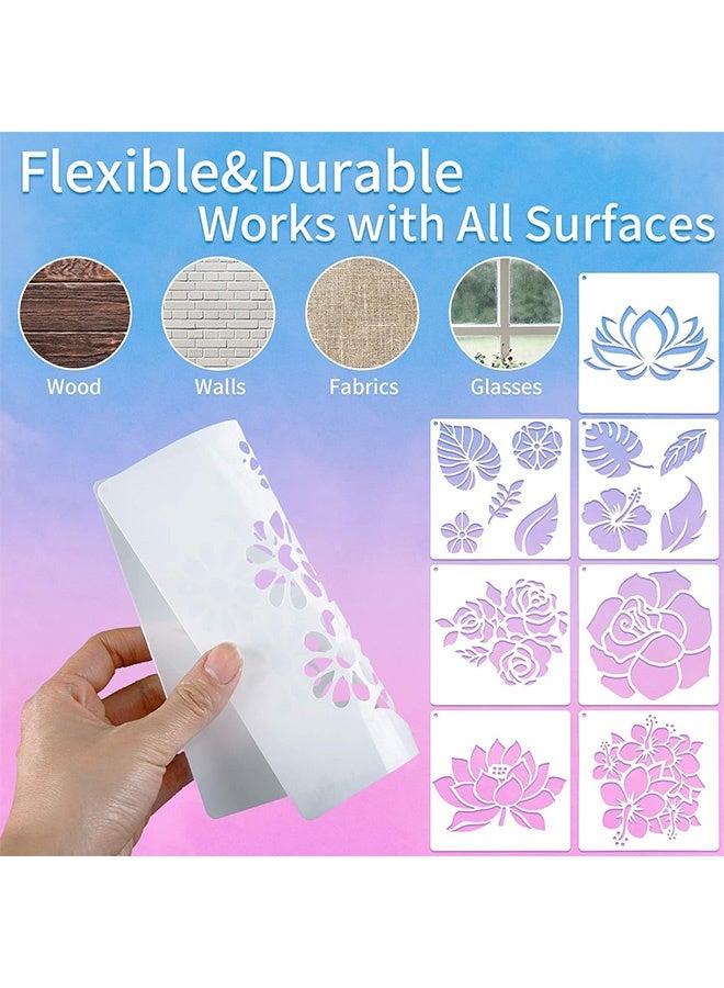 Peachjoy Mandala Painting Stencils, 17pcs Drawing Stencils Set Mixed Floral Painting Wall Stencils Plastic Reusable Hollow Painting Templates for DIY Craft, Murals, Furniture Decorating, 8.3 x 8.3 Inch - Image 3