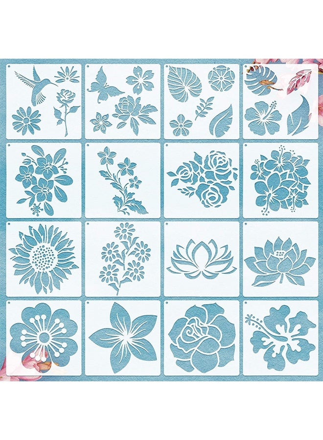 Peachjoy Mandala Painting Stencils, 17pcs Drawing Stencils Set Mixed Floral Painting Wall Stencils Plastic Reusable Hollow Painting Templates for DIY Craft, Murals, Furniture Decorating, 8.3 x 8.3 Inch - Image 1