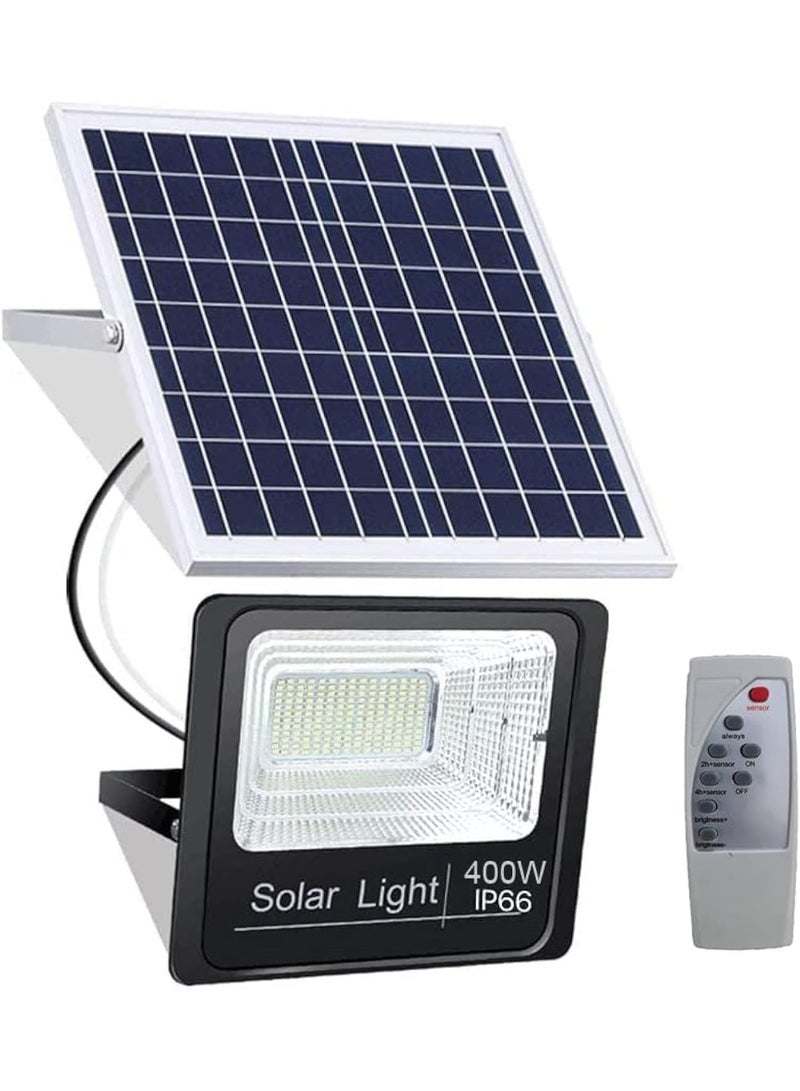 Solar Flood Light 400W IP65 with Remote Control – Super Bright, Waterproof Outdoor Security Light Warm White