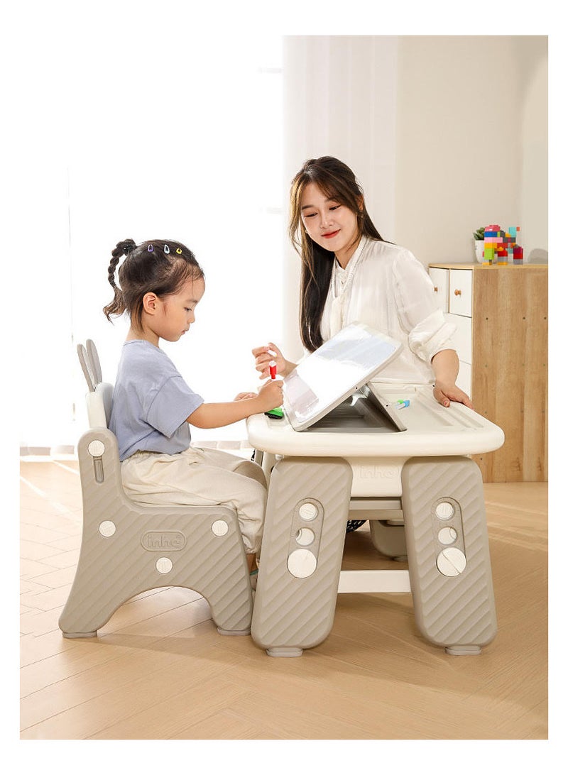 OLUDENIZ "Adjustable 2-in-1 Kids Desk and Chair Set with Magnetic Drawing Board, Storage, and Ergonomic Design – 79x50x77 CM Large Size"  - Image 1